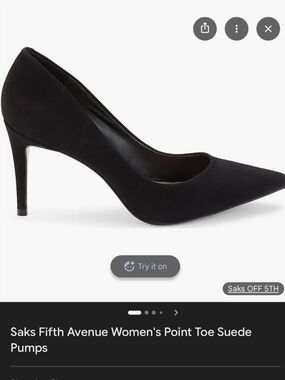 Saks Fifth Avenue Black Suede Pointed Toe Stiletto Pumps